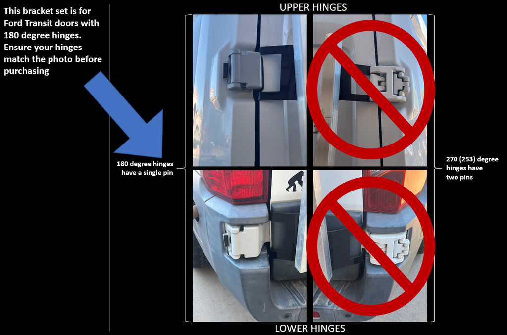 Ford Transit driver's side rear door mounts for 180 degree hinges