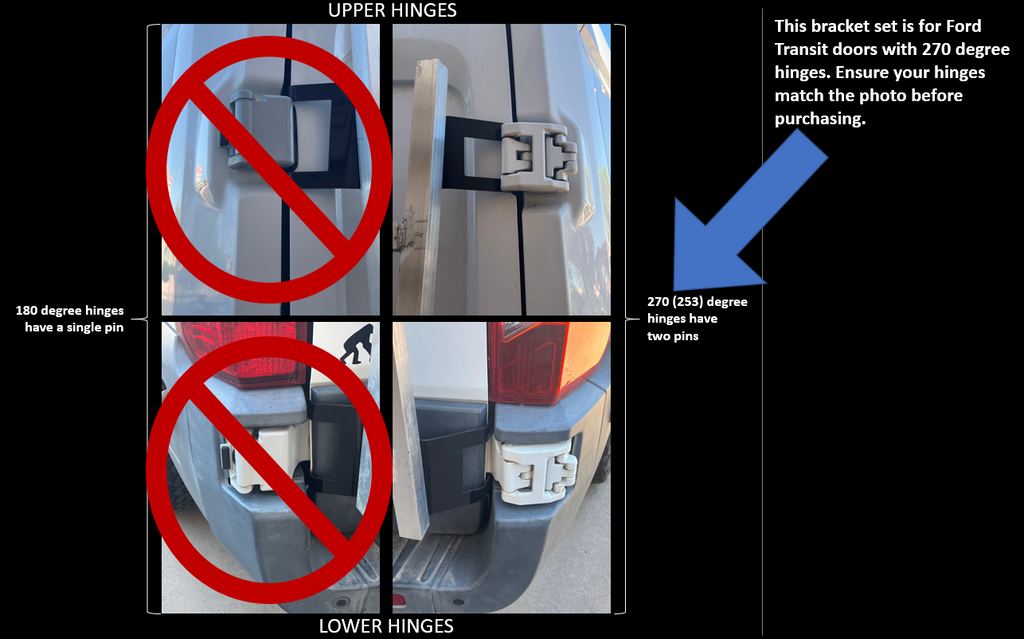 Ford Transit passenger's side rear door mounts for 253 degree hinges (aka 270), DIY extra storage