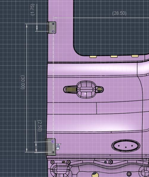 Ford Transit passenger's side rear door mounts for 253 degree hinges (aka 270), DIY extra storage